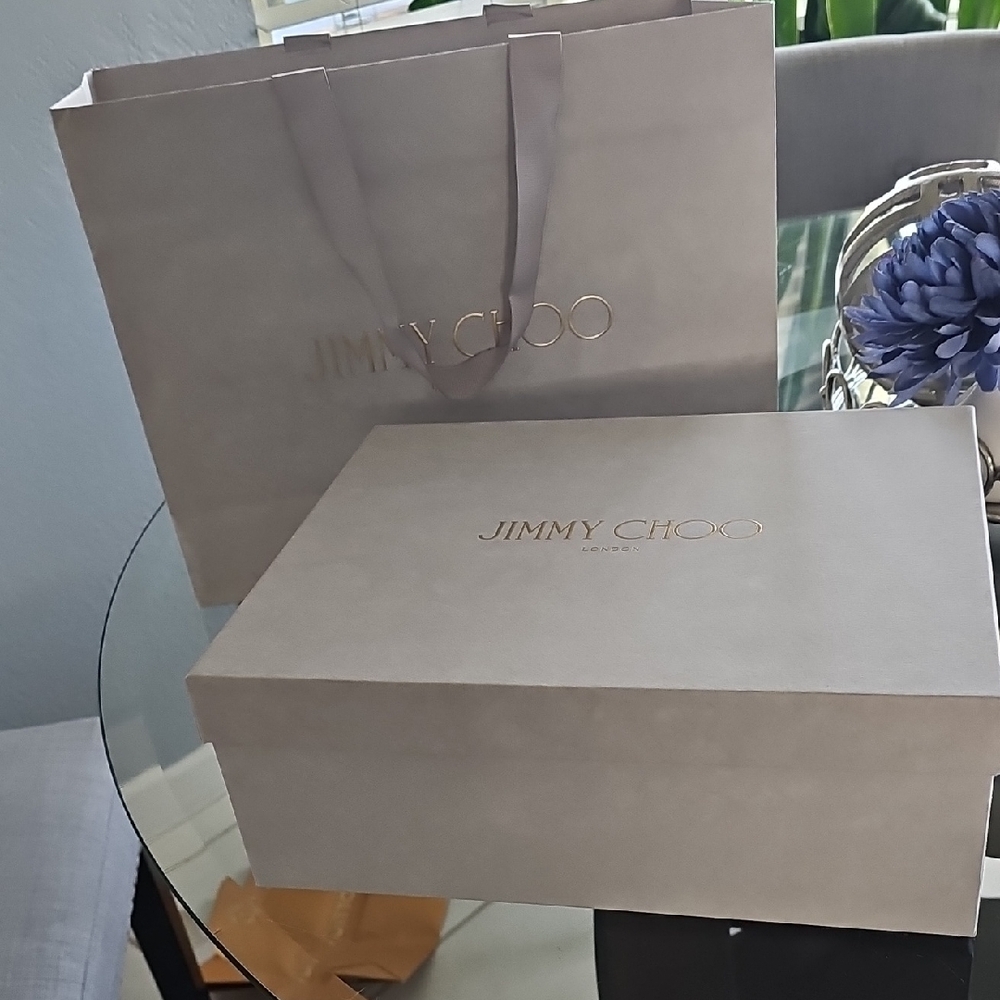 Jimmy Choo Gray Empty Shoe Box and Bag Set